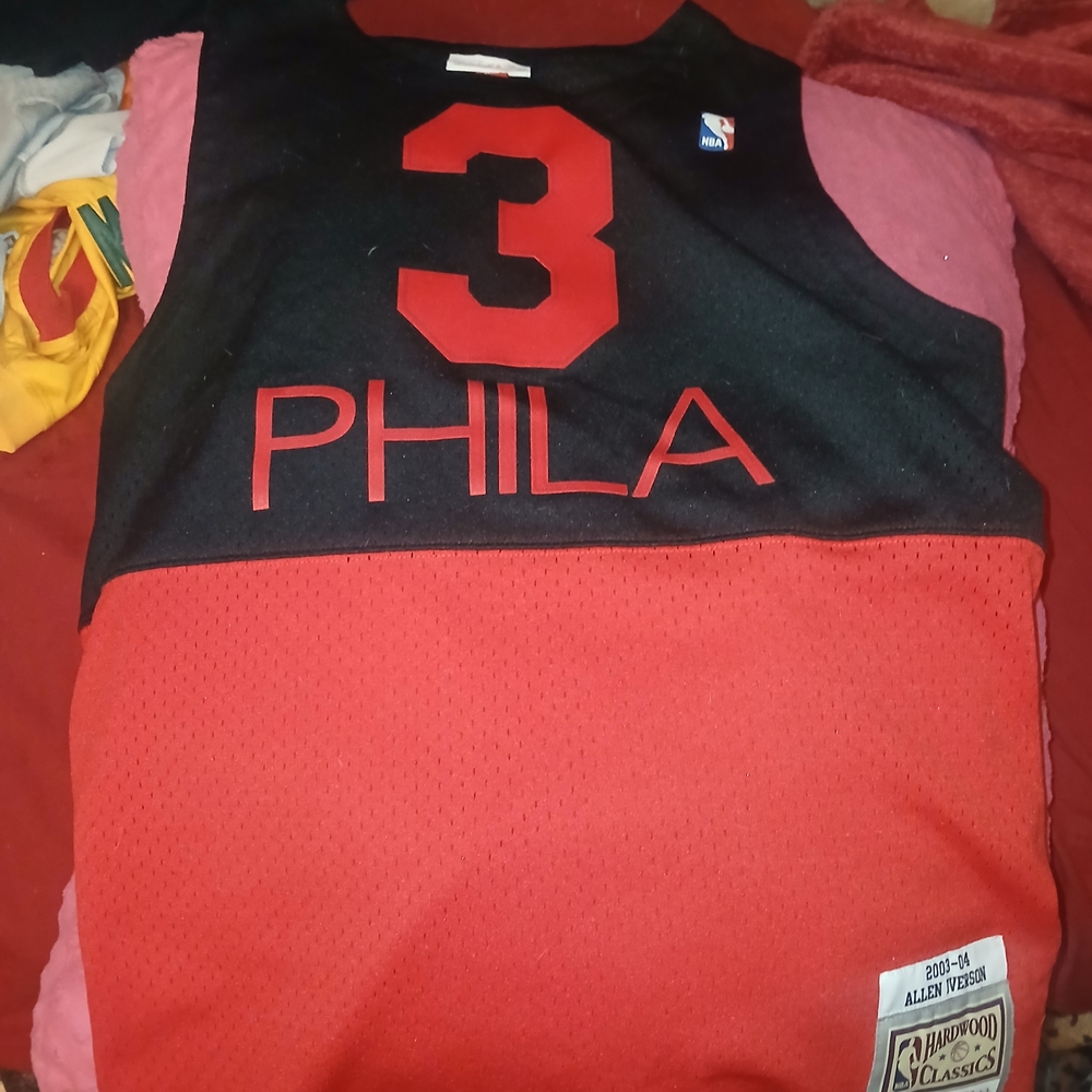 Mitchell & Ness Black and Red Retro Basketball Jersey